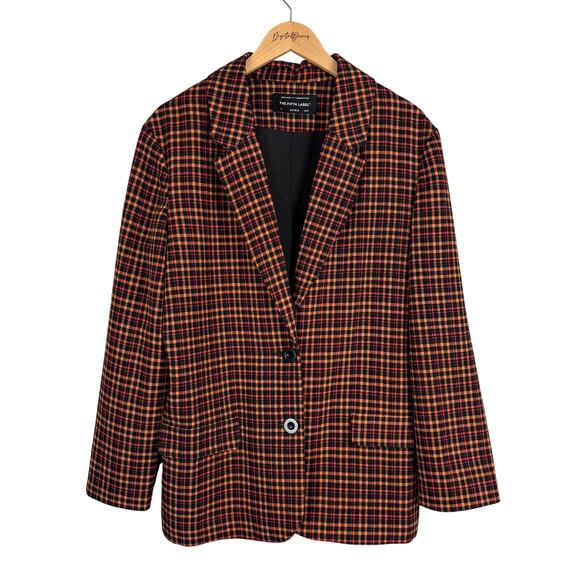 The Fifth Label Honors Check Oversized Orange Plaid Blazer US 8 Streetwear EUC - Picture 9 of 10